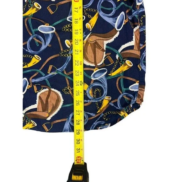 Vintage Tangibles Equestrian Rodeo Plaid Horse Saddle Button Up Shirt XL - Picture 6 of 7